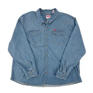Wrangler blue denim Western Snap Front Shirt men's 3XL long sleeves classic